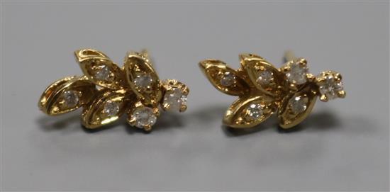 A pair of modern 18ct gold and diamond cluster ear studs, 12mm.